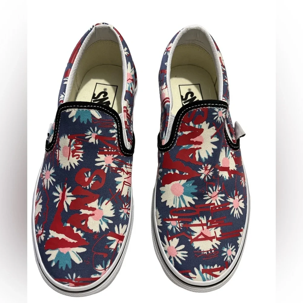 NWT Vans Crew Classic Slip-on Shoes /Floral Red / - Picture 5 of 7